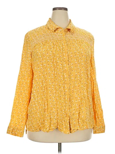 Pre-owned Downeast Long Sleeve Blouse In Yellow