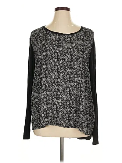 Pre-owned Downeast Long Sleeve Top Black Crew Neck Tops