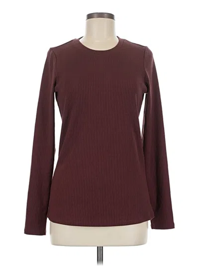 Pre-owned Downeast Long Sleeve Top Burgundy Crew Neck Tops