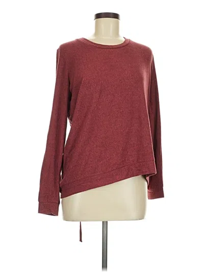 Pre-owned Downeast Long Sleeve Top Burgundy Crew Neck Tops