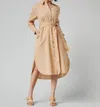 Downeast Petra Buttondown Dress In Tan In Multi