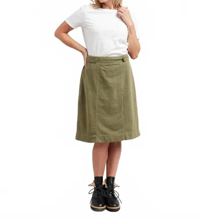 Downeast Presley Cotton Midi Skirt In Green