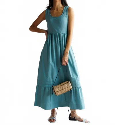 Downeast Promenade Sleeveless Maxi Dress In Mineral Blue