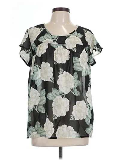Pre-owned Downeast Short Sleeve Blouse In Black