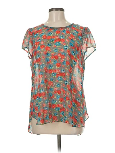 Pre-owned Downeast Short Sleeve Blouse In Blue