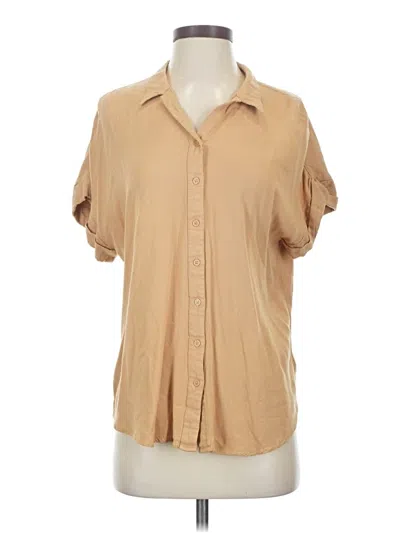 Pre-owned Downeast Short Sleeve Blouse In Brown