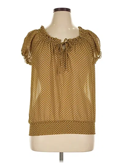 Pre-owned Downeast Short Sleeve Blouse In Gold