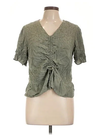 Pre-owned Downeast Short Sleeve Blouse In Green