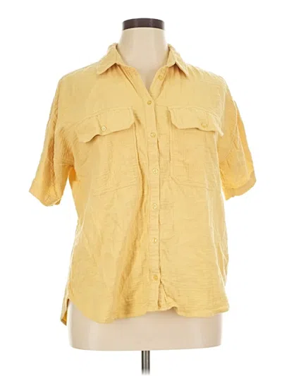 Pre-owned Downeast Short Sleeve Blouse In Yellow