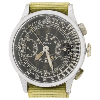 Pre-owned Doxa Manual Multi Scale Chronograph Steel Wrist Watch Nato Strap Valjoux 22