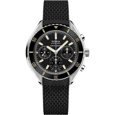 Doxa Sub 200 C-graph Sharkhunter Chronograph Automatic Black Dial Men's Watch 798.10.101.20 In Silver Tone/black