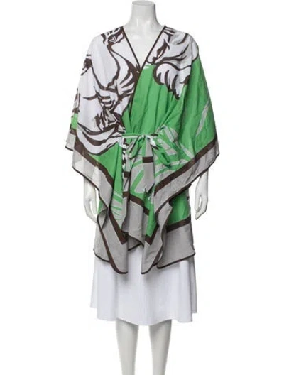 Pre-owned D.porthault Paris Animal Print Robe In Green