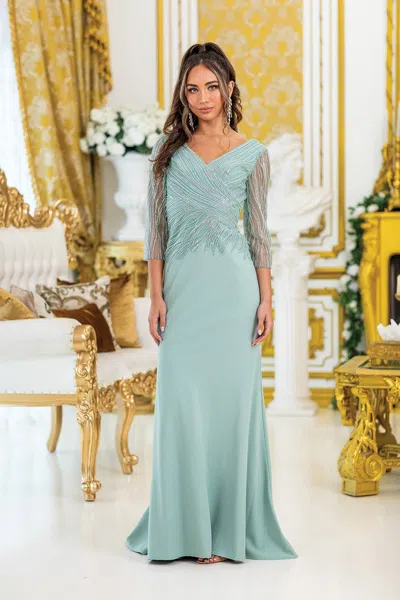 Dq Elegant Long Sleeve Prom Dress With Intricate Beaded Design And Wrap Effect Bodice, Featuring A Flow In Black