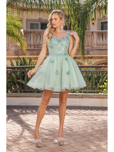 Dq Ornate Beaded Bodice Dress With Illusion Neckline And Layered Tulle Skirt Homecoming Dress In Multi