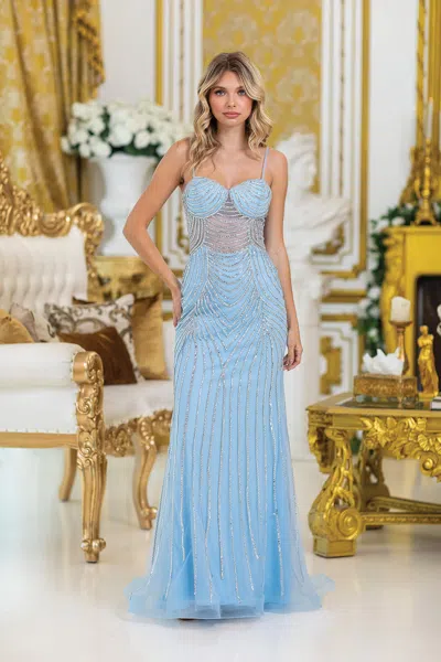 Dq Sequined Beaded Full-length Prom Dress With Sheer Detailing And Fitted Silhouette In Multi