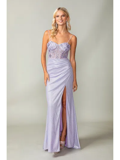 Dq Shimmering Mermaid Silhouette Dress With Intricate Bodice Embellishments And Delicate Straps Prom Dr In Purple