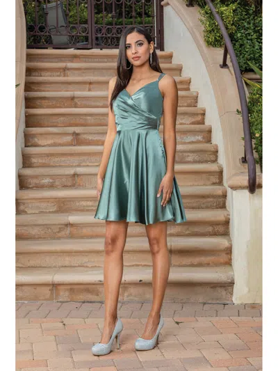Dq Silky Wrap-front Skater Dress With V-neckline And Adjustable Spaghetti Straps Homecoming Dress In Multi