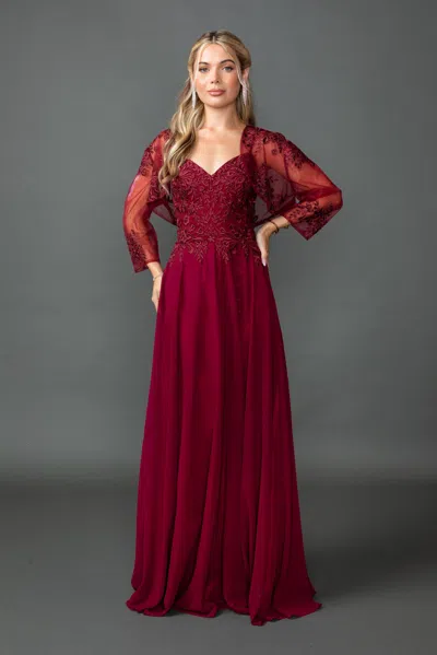 Dq Sweetheart Chiffon Prom Dress With Embroidered Bodice, Sheer Three-quarter Sleeves, And Matching Bol In White