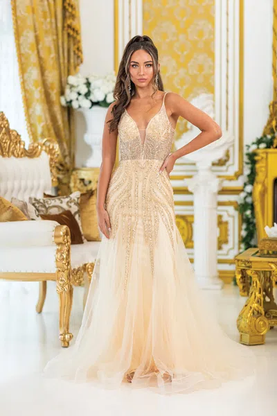 Dq V-neck Sheer Illusion Prom Dress With Intricate Beading, Flowing Skirt, And Elegant A-line Silhouett In Black