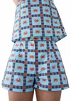 Dr Bloom Ana Crab Short In Turquoise/red In Multi