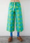 Dr Bloom Bomba Wide Leg Pants In Green Gingham In Animal Print
