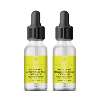 Dr. Botanicals Peaceful & Serene Bergamot & Rose Diffuser Oil 15ml Twin Value Savings Pack In Yellow