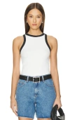 Dr Denim Bey Slim Fit Tank Top With Contrast Trim In Off White In White