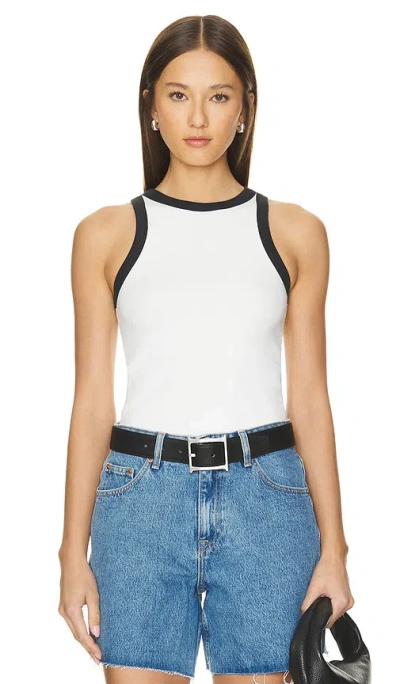 Dr Denim Bey Slim Fit Tank Top With Contrast Trim In Off White