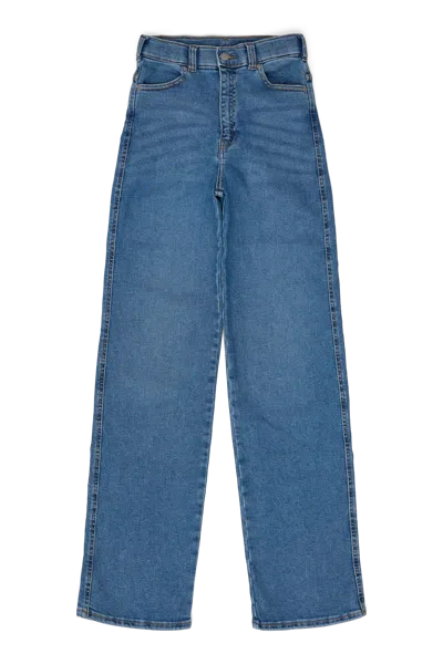 Dr Denim Blue Moxy High Straight- Cape Sky Worn Hem