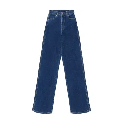 Dr Denim Blue Moxy High Straight - Vale Dark Plain Contrast