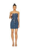 Dr Denim Carlisle Denim Bandeau Mini Dress With Button Front