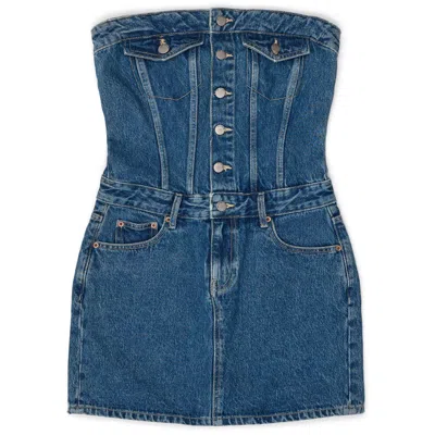 Dr Denim Women's Blue Carlisle Dress - Stream Mid Retro