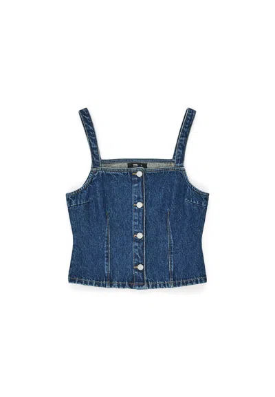 Dr Denim Women's Blue Niamh Top - Stream Dark Retro Vintage