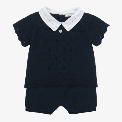 Dr Kid Baby Boys Navy Blue Knitted Shorts Set