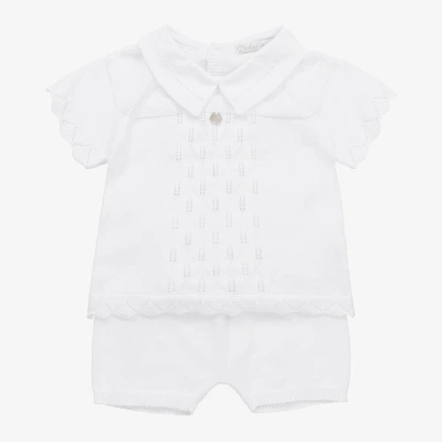 Dr Kid Baby Boys White Knitted Shorts Set