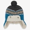 DR KID BOYS GREY & BLUE KNITTED HAT