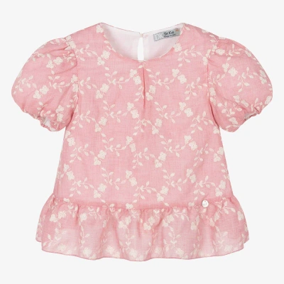 Dr Kid Babies' Girls Pink Embroidered Cotton Blouse