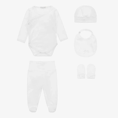 Dr Kid White Cotton Jersey Babysuit Set