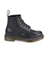 Dr. Martens' 101 Yellow Stitch Smooth Leather Ankle Boots In Black