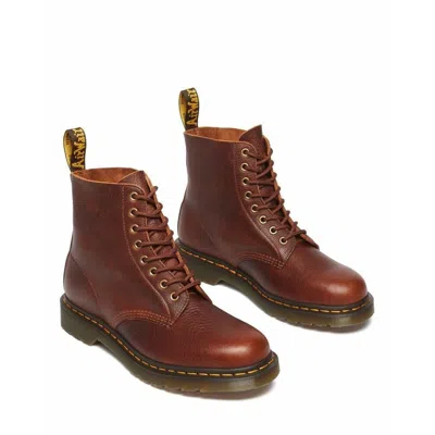DR. MARTENS 1460 AMBASSADOR BOOTS UNISEX M8/W9 BROWN LEATHER ROUND TOE VER202