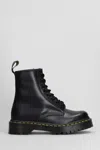 Dr. Martens 1460 Pascal Max Combat Boots In Black Leather In Black