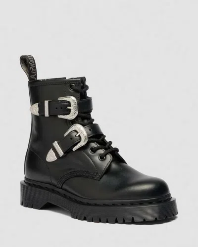 Dr. Martens 1460 Bex Western Buckle Leather Boots In Black