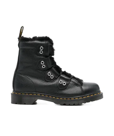 Dr. Martens 1460 Ltt Fl Shoes In Black Milled Nappa