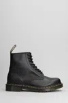 Dr. Martens 1460 Combat Boots In Black Leather In Black