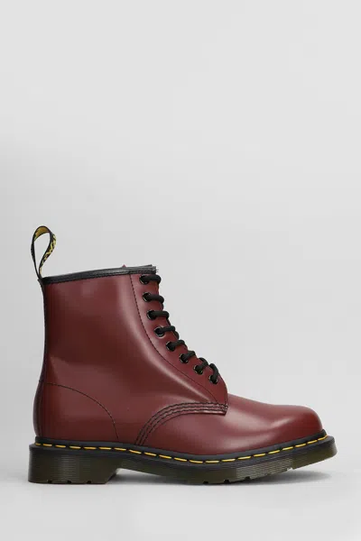 Dr. Martens 1460 Combat Boots In Bordeaux Leather In Burgundy