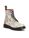 Dr. Martens 1460 Combat Boots Women's Parchment Floral Leather Ankle Jobb661 In Multi