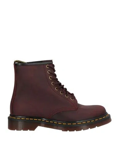 Dr. Martens 1460 Crazy Horse Woman Ankle Boots Burgundy Size 8 Leather In Brown