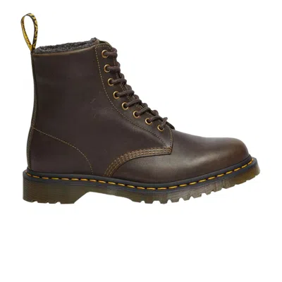 Pre-owned Dr. Martens' Dr. Martens 1460 Faux Fur Lined Grizzly Leather Lace Up Boot 'olive' | Green | Men's Size 8