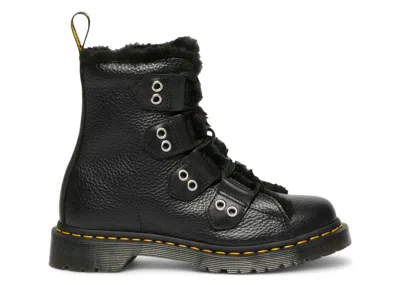 Pre-owned Dr. Martens' 1460 Faux Fur Lined Leather Lace Up Boots (women's) Sneakers In Black