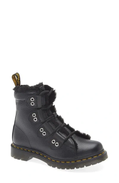 Dr. Martens' Dr. Martens 1460 Faux Fur Trim Ghillie Boot In Black